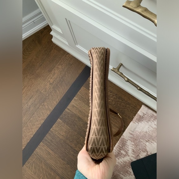 Vintage Y2K 90’S VALENTINO Cross Body Purse Leather Canvas Brown Made in Italy - Picture 16 of 16